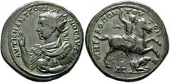 Roman Provincial MOESIA INFERIOR. Tomis. Gordian III, 238-244. Medallion (Bronze, 35 mm, 28.05 g, 12 h). AYT K M ANT ΓOPΔIANOC AYΓ Radiate, draped and cuirassed bust of Gordian III to left, raising hi
