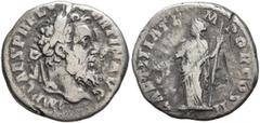 Roman Imperial Pertinax, 193. Denarius (Silver, 17 mm, 2.65 g, 6 h), Rome. IMP CAES P HELV PERTIN AVG Laureate head of Pertinax to right. Rev. LAETITIA TEMPOR COS II Laetitia standing front, head to l