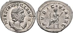 Roman Imperial Herennia Etruscilla, Augusta, 249-251. Antoninianus (Silver, 24 mm, 4.41 g, 11 h), Rome. HER ETRVSCILLA AVG Diademed and draped bust of Herennia Etruscilla set to right on crescent. Rev