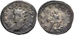 Roman Imperial Gallienus, 253-268. Antoninianus (Billon, 23 mm, 3.48 g, 5 h), Mediolanum, 258-259. IMP GALLIENVS AVG Radiate head of Gallienus to left. Rev. DIANA FELIX Diana advancing right, drawing 