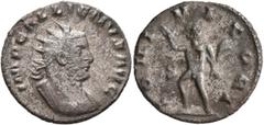 Roman Imperial Gallienus, 253-268. Antoninianus (Billon, 20 mm, 3.00 g, 12 h), Rome, 260-261. IMP GALLIENVS AVG Radiate and cuirassed bust of Gallienus to right. Rev. IOVI VLTORI Jupiter standing fron