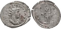 Roman Imperial Gallienus, 253-268. Antoninianus (Billon, 25 mm, 3.93 g, 10 h), Rome, 260-261. IMP GALLIENVS AVG Radiate and cuirassed bust of Gallienus to right. Rev. VIRTVS AVG Mars standing front, h