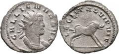 Roman Imperial Gallienus, 253-268. Antoninianus (Billon, 22 mm, 3.11 g, 12 h), Mediolanum, 260-261. GALLIENVS AVG Radiate and cuirassed bust of Gallienus to right. Rev. LEG I ITAL VI P VI F Boar stand