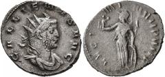 Roman Imperial Gallienus, 253-268. Antoninianus (Billon, 22 mm, 3.14 g, 6 h), Mediolanum, 261. GALLIENVS AVG Radiate, draped and cuirassed bust of Gallienus to right. Rev. LEG I MIN VII P VII F Minerv