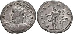 Roman Imperial Gallienus, 253-268. Antoninianus (Billon, 22 mm, 3.28 g, 7 h), Rome, 260-261. IMP GALLIENVS AVG Radiate and cuirassed bust of Gallienus to left, holding spear in his right hand and shie