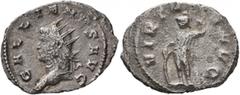 Roman Imperial Gallienus, 253-268. Antoninianus (Billon, 23 mm, 2.79 g, 12 h), Mediolanum, 262-263. GALLIENVS AVG Radiate head of Gallienus to left. Rev. VIRTVS AVG Virtus standing front, head to left