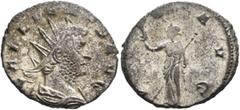 Roman Imperial Gallienus, 253-268. Antoninianus (Silvered bronze, 19 mm, 2.88 g, 11 h), Siscia, 266-267. GALLIENVS AVG Radiate, draped and cuirassed bust of Gallienus to right, seen from behind. Rev. 