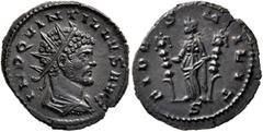 Roman Imperial Quintillus, 270. Antoninianus (Bronze, 20 mm, 3.46 g, 6 h), Mediolanum, August-November 270. IMP QVINTILLVS AVG Radiate, draped and cuirassed bust of Quintillus to right, seen from behi