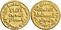 Early Medieval & Islamic ISLAMIC, Umayyad Caliphate. temp. 'Abd al-Malik ibn Marwan, AH 65-86 / AD 685-705. Dinar (Gold, 19 mm, 4.24 g, 7 h), without mint, AH 79 = AD 698/9. In inner field: 'no God bu