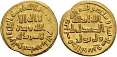 Early Medieval & Islamic ISLAMIC, Umayyad Caliphate. temp. 'Abd al-Malik ibn Marwan, AH 65-86 / AD 685-705. Dinar (Gold, 19 mm, 4.28 g, 7 h), without mint, AH 79 = AD 698/9. In inner field: 'no God bu