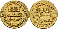Early Medieval & Islamic ISLAMIC, Umayyad Caliphate. temp. Yazid II ibn 'Abd al-Malik, AH 101-105 / AD 720-724. Dinar (Gold, 19 mm, 4.22 g, 10 h), without mint, AH 104 = AD 722/3. In inner field: 'no 