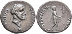 Roman Imperial Galba, 68-69. Denarius (Silver, 18 mm, 3.43 g, 6 h), uncertain mint in Spain (Tarraco?), April-late 68. GALBA IMPERATOR Laureate head of Galba to right, globe at point of neck. Rev. ROM