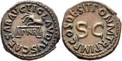 Roman Imperial Claudius, 41-54. Quadrans (Copper, 18 mm, 3.50 g, 6 h), Rome, 41. TI•CLAVDIVS•CAESAR•AVG• Right hand to left, holding scales; below, P N R. Rev. PON•M•TR•P•IMP•COS•DES•IT• around large 