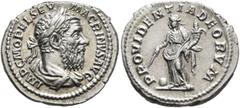 Roman Imperial Macrinus, 217-218. Denarius (Silver, 20 mm, 3.59 g, 11 h), Rome, March-June 218. IMP C M OPEL SEV MACRINVS AVG Laureate and draped bust of Macrinus to right, seen from behind. Rev. PROV