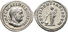 Roman Imperial Balbinus, 238. Denarius (Silver, 21 mm, 3.20 g, 12 h), Rome, circa April-June 238. IMP C D CAEL BALBINVS AVG Laureate, draped and cuirassed bust of Balbinus to right. Rev. PROVIDENTIA D