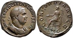 Roman Imperial Balbinus, 238. Sestertius (Orichalcum, 32 mm, 25.11 g, 12 h), Rome, circa April-June 238. IMP CAES D CAEL BALBINVS AVG Laureate, draped and cuirassed bust of Balbinus to right. Rev. CON