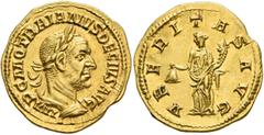 Roman Imperial Trajan Decius, 249-251. Aureus (Gold, 19 mm, 3.85 g, 5 h), Rome, 250-251. IMP C M Q TRAIANVS DECIVS AVG Laureate and cuirassed bust of Trajan Decius to right, seen from behind. Rev. VBE