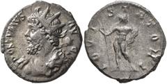 Roman Imperial Postumus, Romano-Gallic Emperor, 260-269. Antoninianus (Billon, 20 mm, 3.33 g, 6 h), Cologne, early 268. POSTVMVS AVG Radiate bust of Postumus to left, in the guise of Hercules, holding