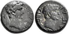 Roman Provincial ASIA MINOR. Uncertain. Augustus, with Tiberius, 27 BC-AD 14. Hemiassarion (?) (Bronze, 17 mm, 6.57 g, 12 h), After 4 BC. [...] ΣΕΒΑΣΤΟΥ Laureate head of Augustus to right. Rev. ΤΙΒΕΡΙ