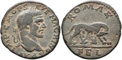 Roman Provincial SYRIA, Seleucis and Pieria. Laodicea ad Mare. Macrinus, 217-218. 'Sestertius' (Bronze, 28 mm, 15.14 g, 6 h). IMP C M OP SEVE MACRINOS P AV Laureate head of Macrinus to right. Rev. ROM