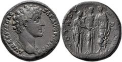 Roman Imperial Marcus Aurelius, as Caesar, 139-161. Sestertius (Orichalcum, 31 mm, 27.05 g, 1 h), Rome, 147-148. AVRELIVS CAESAR AVG PII F COS [II] Bare head of Marcus Aurelius to right. Rev. VOTA PVB