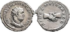 Roman Imperial Balbinus, 238. Antoninianus (Silver, 22 mm, 4.54 g, 12 h), Rome, circa April-June 238. IMP CAES D CAEL BALBINVS AVG Radiate, draped and cuirassed bust of Balbinus to right. Rev. FIDES M