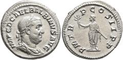 Roman Imperial Balbinus, 238. Denarius (Silver, 19 mm, 3.50 g, 12 h), Rome, circa April-June 238. IMP C D CAEL BALBINVS AVG Laureate, draped and cuirassed bust of Balbinus to right. Rev. P M TR P COS 