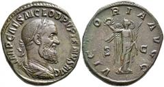 Roman Imperial Pupienus, 238. Sestertius (Orichalcum, 31 mm, 19.00 g, 12 h), Rome, circa April-June 238. IMP CAES M CLOD PVPIENVS AVG Laureate, draped and cuirassed bust of Pupienus to right, seen fro