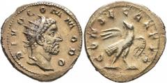 Roman Imperial Trajan Decius, 249-251. Antoninianus (Silver, 22 mm, 4.50 g, 12 h), commemorative issue for Divus Commodus (died 192), Rome, 251. DIVO COMMODO Radiate head of Divus Commodus to right. R