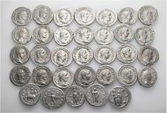Group Lots A lot containing 33 silver coins. Including: Antoniniani of Gordian III (13), Philip I (7), Otacilia Severa (2), Philip II (2), Trajan Decius (6), Herennia Etruscilla (3). Very fine to extr