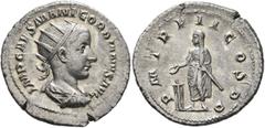 Roman Imperial Gordian III, 238-244. Antoninianus (Silver, 23 mm, 3.69 g, 5 h), Rome, 240. IMP CAES M ANT GORDIANVS AVG Radiate, draped and cuirassed bust of Gordian III to right, seen from behind. Re