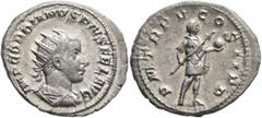 Roman Imperial Gordian III, 238-244. Antoninianus (Silver, 24 mm, 5.38 g, 11 h), Rome, 242. IMP GORDIANVS PIVS FEL AVG Radiate, draped and cuirassed bust of Gordian III to right, seen from behind. Rev