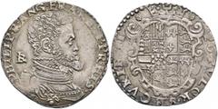 Italy ITALY. Napoli (Regno). Filippo II di Spagna, 1554-1598. 1/2 Ducato (Silver, 32 mm, 15.00 g, 7 h). PHILIP R ANG FRA NEAP PR HIS Cuirassed bust of Philipp II to right, IBR behind his neck. Rev. PO