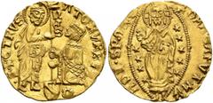 Italy ITALY. Roma. Issued in the name of the Roman Senate, circa 1350-1439. Ducato (Gold, 20 mm, 3.54 g, 8 h). SEN/ATOR VRBIS S PETRVS St. Peter standing right, presenting banner to a senator in the g