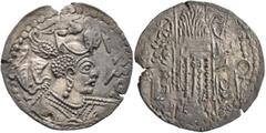 Central Asian HUNNIC TRIBES, Nezak Huns. Drachm (Billon, 26 mm, 3.50 g, 3 h), a-group, Kapishi, circa 550-600. nycky MLK - a ('Nezak King' in Pahlawi) Bust with elongated skull to right, wearing diade