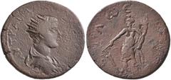 Roman Provincial LYCIA. Tlos. Gordian III, 238-244. Triassarion (?) (Bronze, 26 mm, 10.87 g, 5 h). ΑΥΤ ΚΑΙ Μ ΑΝ[Τ ΓΟΡΔΙΑΝΟϹ ϹЄ] Radiate, draped and cuirassed bust of Gordian III to right, seen from be