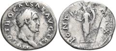 Roman Imperial Otho, 69. Denarius (Silver, 20 mm, 2.86 g, 6 h), Rome, 15 January-16 April 69. IMP OTHO CAESAR AVG TR P Bare head of Otho to right. Rev. PONT MAX Aequitas standing front, head to left, 