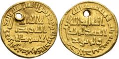 Early Medieval & Islamic ISLAMIC, Umayyad Caliphate. temp. Yazid II ibn 'Abd al-Malik, AH 101-105 / AD 720-724. Dinar (Gold, 19 mm, 4.10 g, 2 h), without mint, AH 103 = AD 721/2. In inner field: 'no G