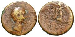 Roman Provincial Coins Bithynia, Nicaea. Julius Caesar. 47/6 B.C. Æ assarion (22 mm, 7.17 g, 12 h). CY 236 (47/6 B.C.). C. Vibius Pansa, proconsul. Bare head of Caesar right / Nike advancing right, ho