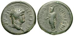 Roman Provincial Coins Lydia, Sardes. Nero. A.D. 54-68. Æ (19 mm, 4.80 g, 1 h). Ca. A.D. 65. Tiberius Claudius Mnaseas, strategos. ΝЄΡΩΝ ΚΑΙCΑΡ, laureate head of Nero right / [Є]ΠΙ TI MNA[CЄ]Ο-[Υ] CA[