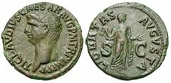 Roman Imperial Coins Claudius. A.D. 41-54. Æ as (28 mm, 9.54 g, 6 h). Rome, ca. A.D. 50(?)-54. TI CLAVDIVS CAESAR AVG P M TR P IMP P P, bare head of Claudius left / LIBERTAS AVGVSTA, S C across field,