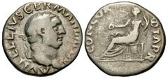 Roman Imperial Coins Vitellius. A.D. 69. AR denarius (18 mm, 3.15 g, 6 h). Rome. A VITELLIVS GERMAN IMP TR P, laureate head of Vitellius right / CONCOR-DIA PR, Concordia seated left, holding patera an