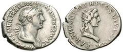 Roman Imperial Coins Trajan. A.D. 98-117. AR denarius (20 mm, 3.31 g, 7 h). Rome, ca. A.D. 116/7. IMP CAES NER TRAIAN OPTIM AVG GERM DAC, laureate and draped bust of Trajan right / PARTHICO P M TR P C