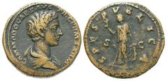 Roman Imperial Coins Commodus. As Caesar, A.D. 166-177. Æ as (25 mm, 15.17 g, 12 h). Rome, under Marcus Aurelius and Lucius Verus, A.D. 175/6. COMMODO CAES AVG FIL GERM SARM, bare-headed and draped bu