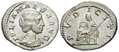 Roman Imperial Coins Julia Maesa. Augusta, A.D. 218-224/5. AR denarius (19 mm, 3.15 g, 6 h). Rome, under Elagabalus, A.D. 218-220. IVLIA MAESA AVG, draped bust of Julia Maesa right / PVDICITIA, Pudici