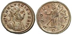 Roman Imperial Coins Tacitus. A.D. 275-276. Æ antoninianus (22 mm, 3.86 g, 12 h). Ticinum. IMP C M CL TACITVS AVG, radiate and cuirassed bust of Tacitus right / PROVIDE AVG, Providentia standing facin