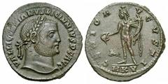 Roman Imperial Coins Licinius I. A.D. 308-324. Æ follis (25 mm, 5.91 g, 6 h). Cyzicus, ca. A.D. 308/9. VAL LCINNIANVS LICINNIVS P F AVG, laureate head of Licinius I right / GENIO A-VGVSTI, Genius stan
