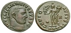 Roman Imperial Coins Licinius I. A.D. 308-324. Æ follis (21 mm, 4.69 g, 11 h). Antioch, A.D. 311/2. IMP C LIC LICINNIVS P F AVG, laureate head of Licinius I right / GENIO AVGVSTI, Genius standing faci