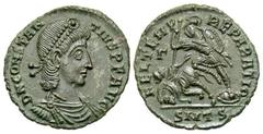 Roman Imperial Coins Constantius II. A.D. 337-361. Æ 1/2 centenionalis (17 mm, 2.03 g, 11 h). Thessalonica, A.D. 350-355. D N CONSTAN-TIVS P F AVG, diademed, draped and cuirassed bust of Constantius I