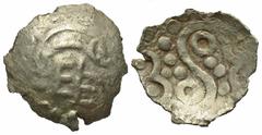 Celtic Coins Britain, North Eastern Region. Corieltavi. Early uninscribed issues. Ca. 50 B.C.-A.D. 1 AV 1/4 stater (14 mm, 0.99 g). Lindsey Scyphate type. Highly stylized boar right, represented by ma